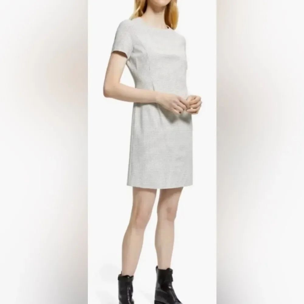 THEORY Jatinn Sheath Dress 6 Multi Viscose Round Neck Short Sleeve $395